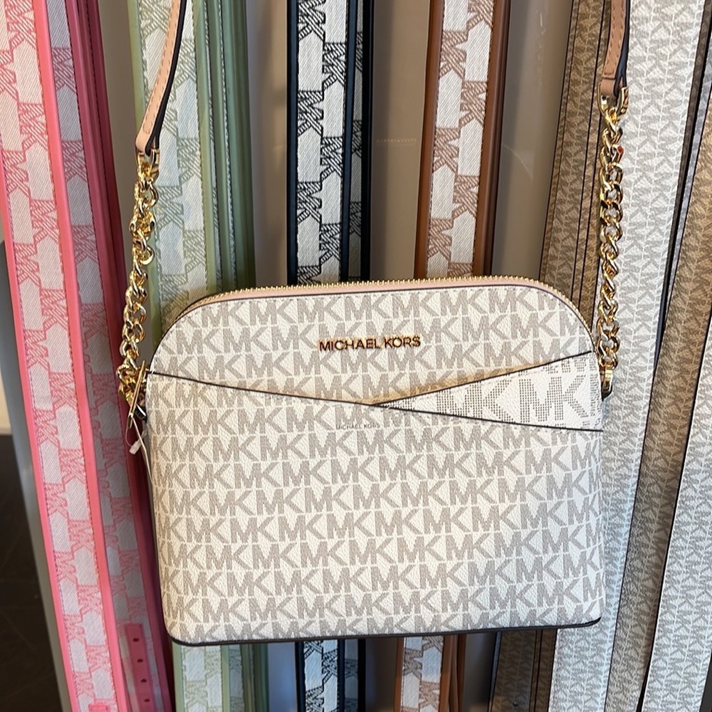 MICHAEL KORS Jet Set Medium Logo Dome Satchel Crossbody 
Powder Blush 
NWT - Picture 10 of 16